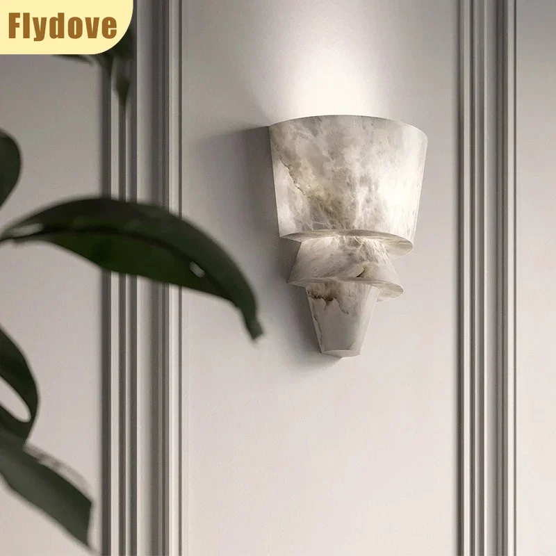 

Natural Marble Wall Lamp French Minimalist Living Room Sofa Background Wall Balcony Bedside LED Decorative Lighting Fixtures