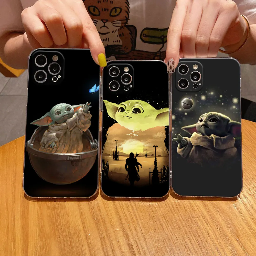 

Cute Baby Yodas Clear Phone Case For iPhone 11 15 14 Pro Max 12 13 Mini For Apple 16 Pro Plus X XS 8 Cover Soft Transparent Case