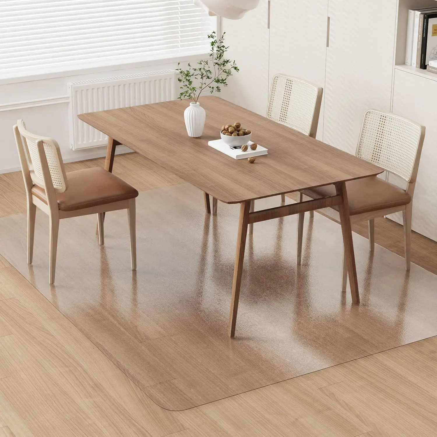 

Clear Plastic Floor Mat For Under Dining Table, 5'×7' Large No Slip Waterproof Vinyl Area Rug For Home, Anti-Spill Hard Floor