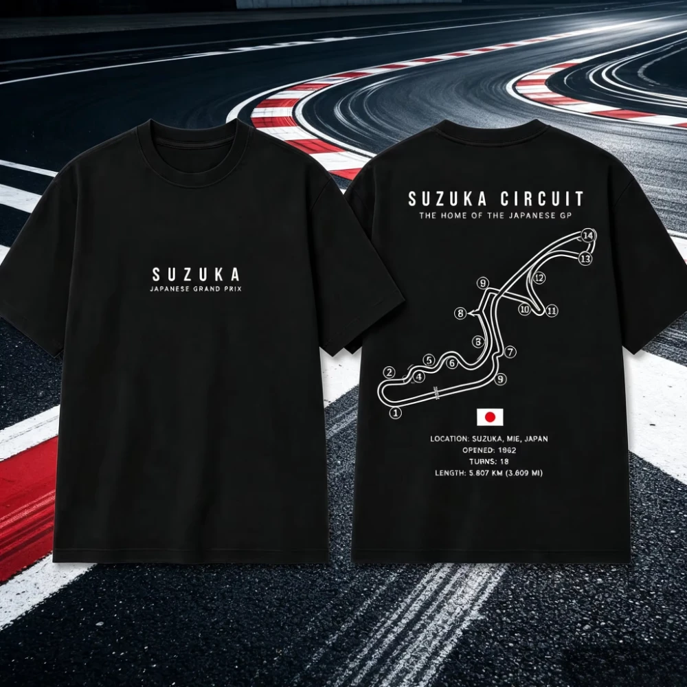 2026 Unisex Racing Track Line Graphic T-shirt Oversized Short Sleeve Tee Retro Motorsport Print Loose Summer Cotton Trendy Top