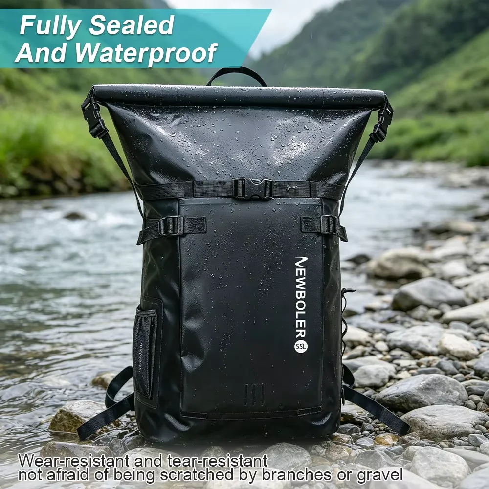 PVC Swimming 55L Pack Dry Bag Backpack for Women Men Waterproof Backpack Kayak Trekking Drifting Rafting Surfing Boating Bag