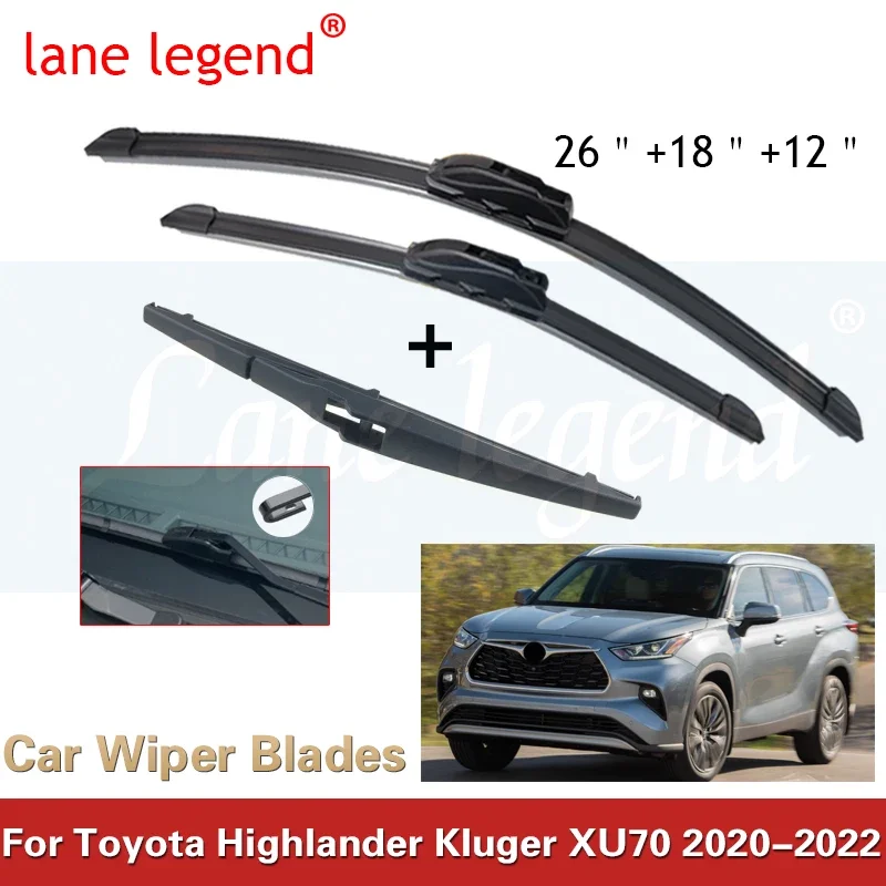 

For Toyota Highlander Kluger XU70 2020 2021 2022 Front Rear Wiper Blades Rubber Window Cleaning Brushes Washers Auto Accessories