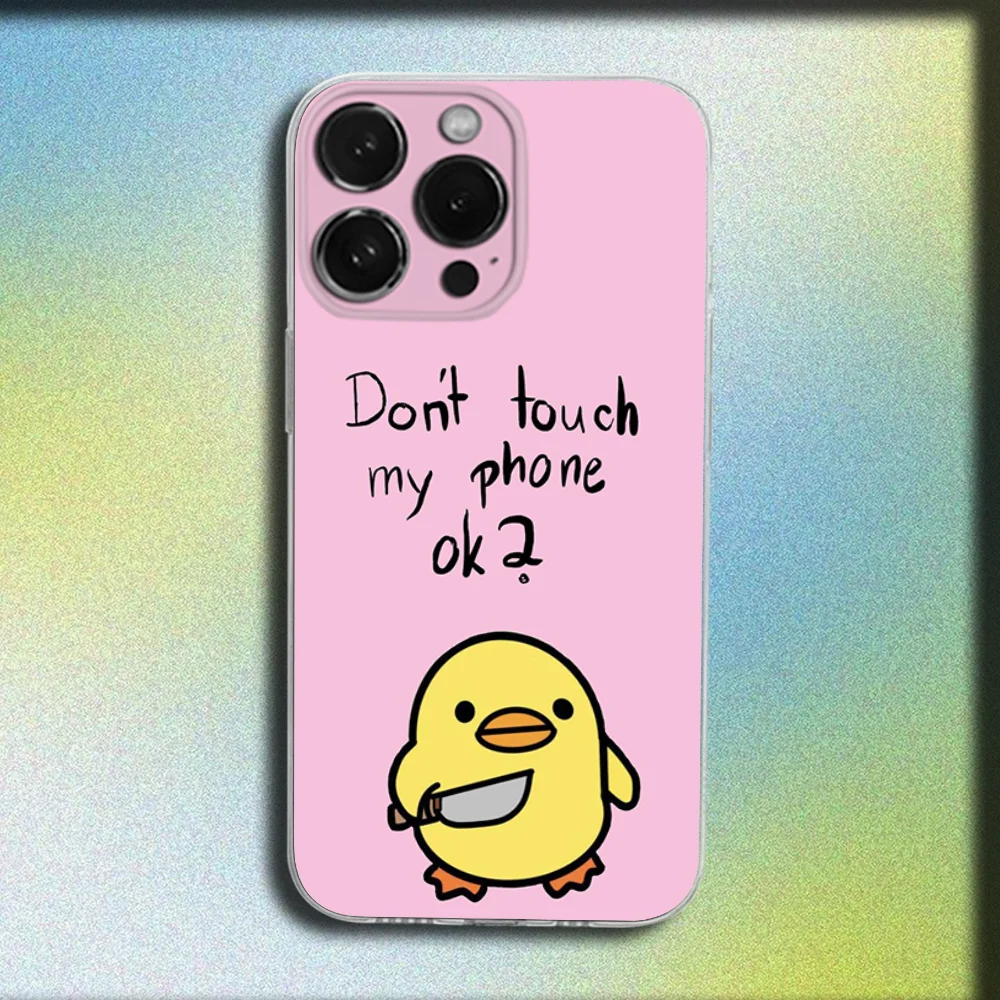 لا تلمس هاتفي القط بطة قضية الهاتف آيفون 17 16 15 11 12 14 13 برو ماكس Mini X XS XR 7 8 Plus SE 16E غطاء ناعم Fundas