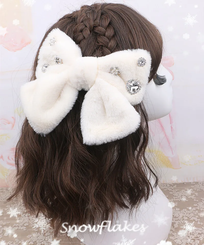 

Original Handmade Japanese Sweet Cute Hair Bands Christmas Rhinestone Snowflake Love Bow Hairpin Hair Accessories for Women