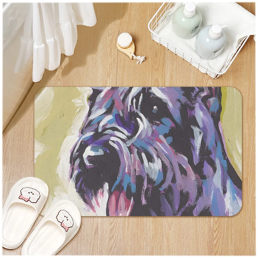 Bathroom Bath Mat Non-Slip Schnauzer Dog Entrance Door Rug Absorbent Kitchen Bedroom Floor Carpet  Kitchen Carpet