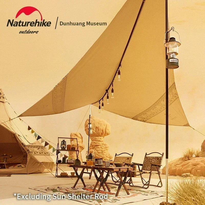 Naturehike x Dunhuang Joint Large Space 12㎡ Cotton Fabric Sun Shelter 4-6 Persons Outdoor Sunscreen Rainproof Sunshade 3.9kg