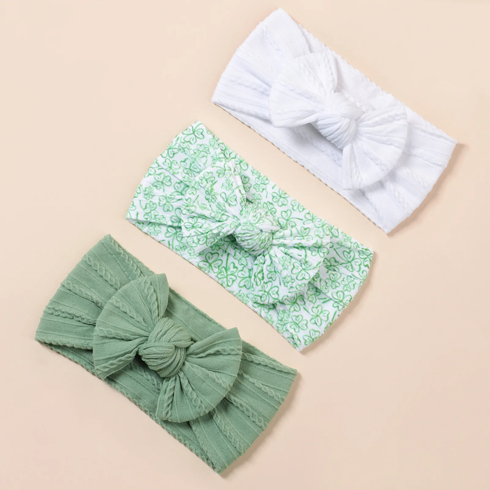 20pcs Floral Print Nylon Headband Baby Cable Knit Soft Headwear Kid Girl Rib Turban Hair Wraps Bulk Hair Accessories for Kids
