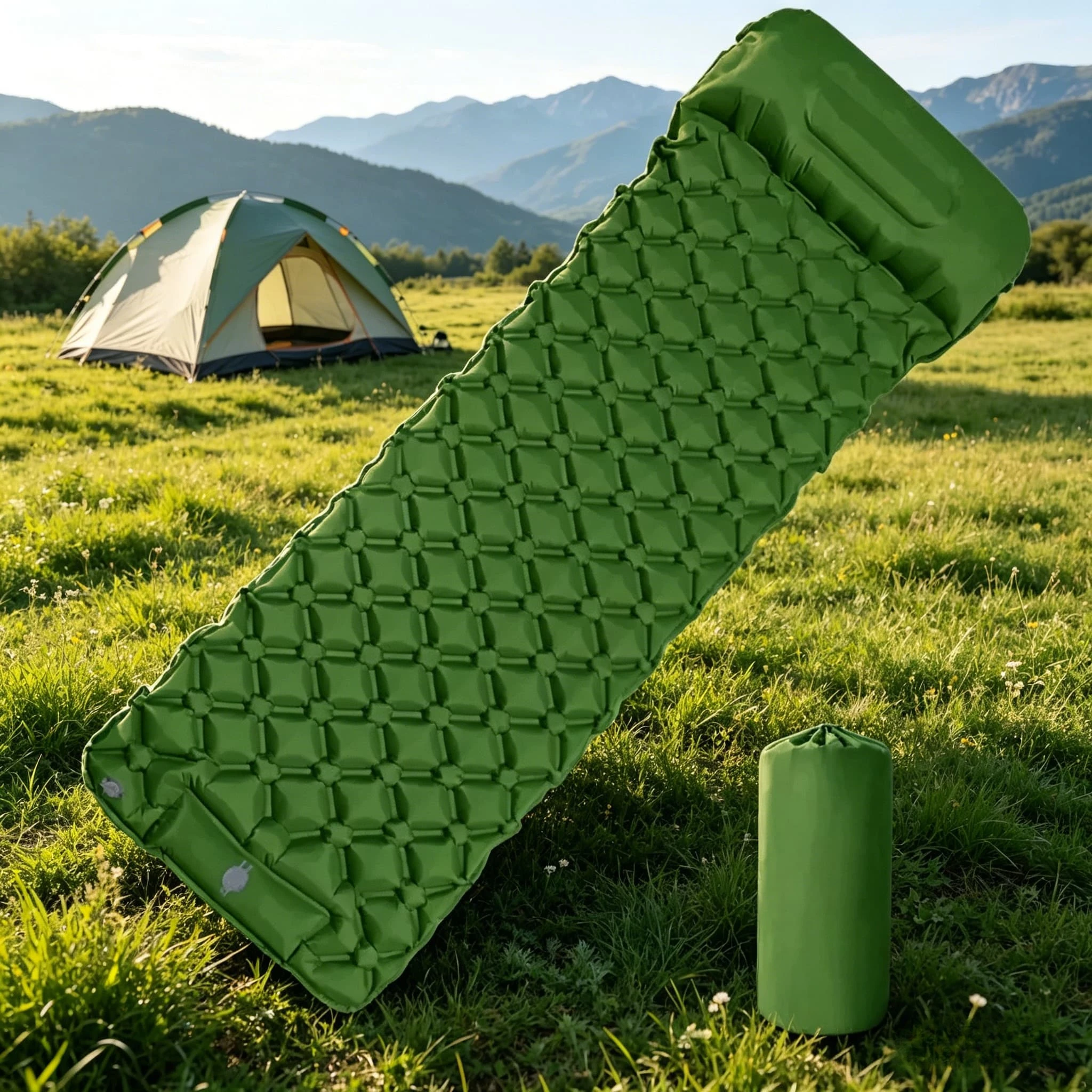 

Outdoor Camping Inflatable Sleeping Pad With Built In Pump Ultralight Air Mattress With Pillow For Hiking Camping Cycling