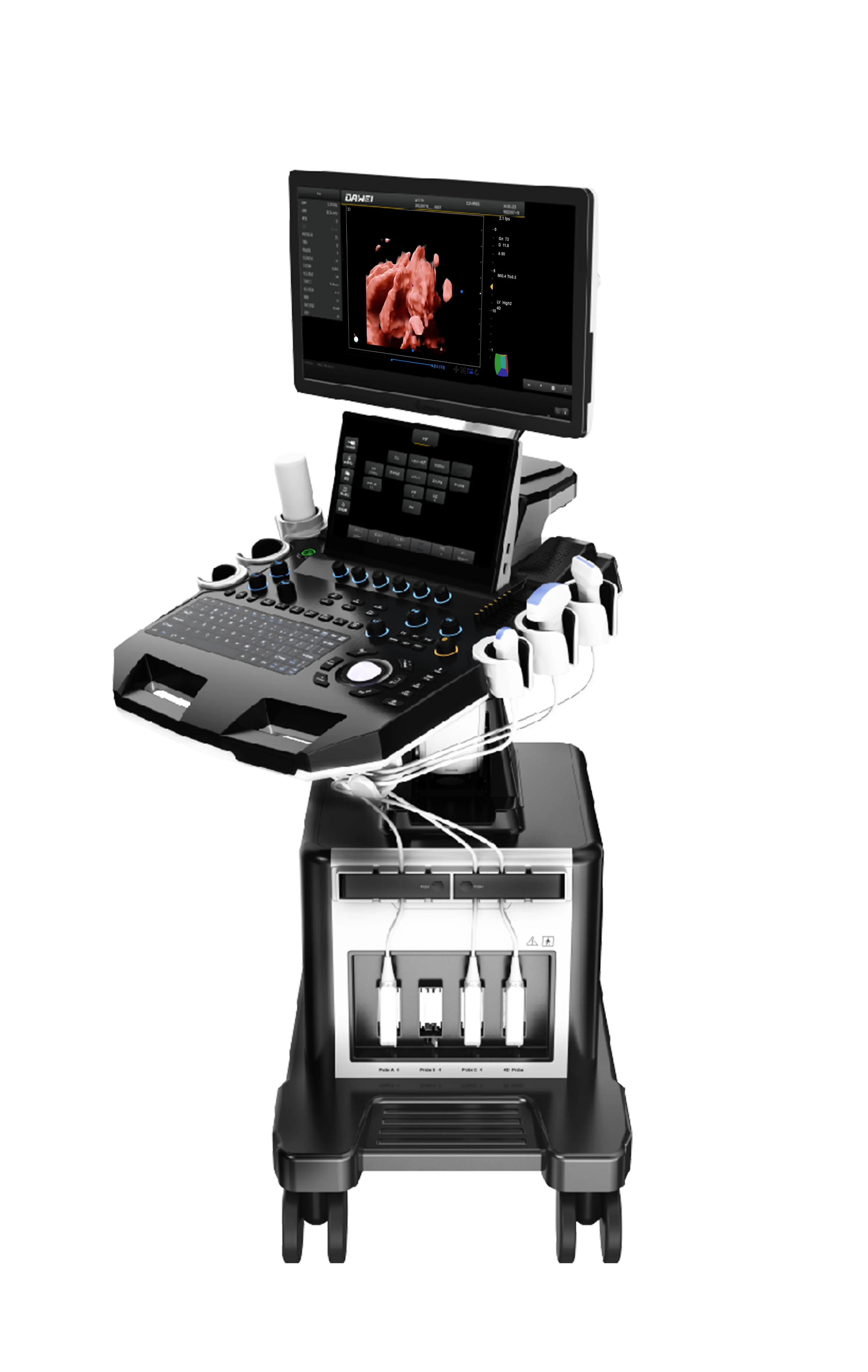 Dawei hot selling DW-T30 Trolley 3D/4D Color Doppler Ultrasound Machine for pregnancy