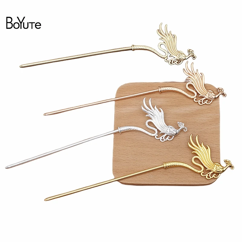 BoYuTe (10 Pieces/Lot) 46*178MM Metal Alloy Phoenix Hairpin Hair Stick Vintage Hair Accessories Handmade Materials