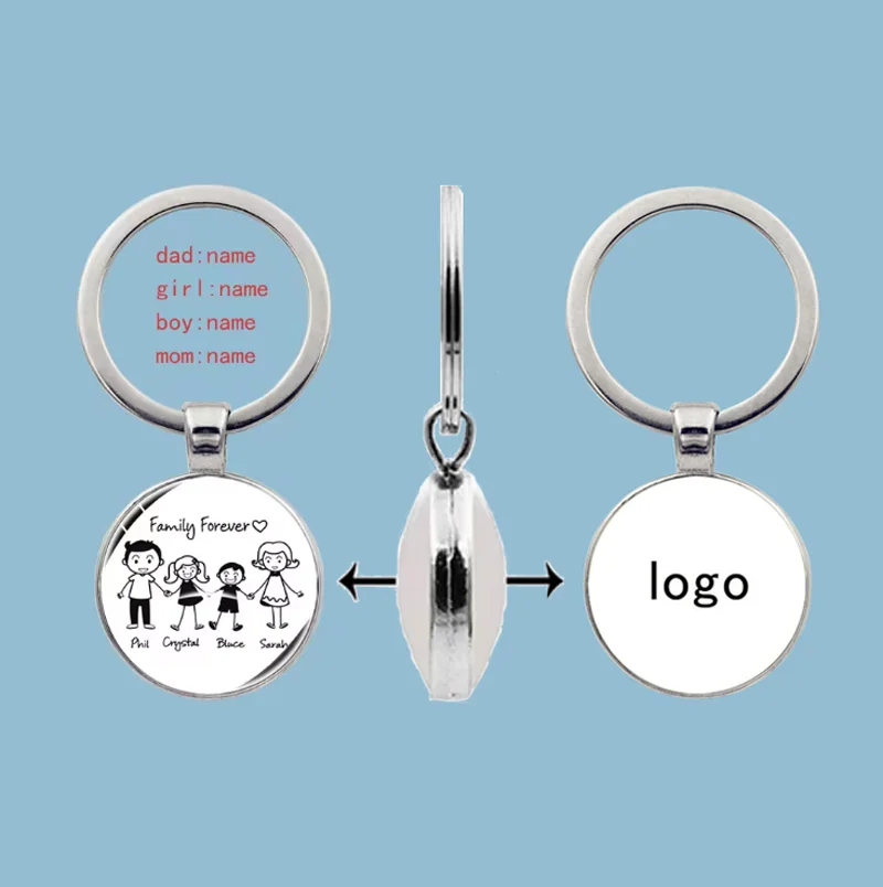 Customized image, customized name double-sided keychain