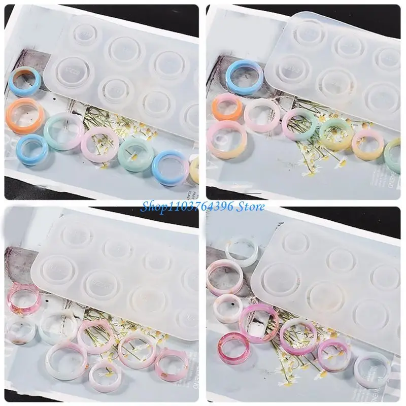 

Силиконовая форма для колец из смолы с 8 полостями для изготовления жидкой глины, изготовления ювелирных изделий