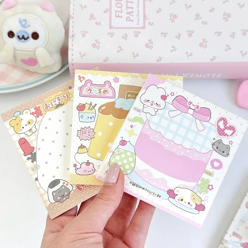 1 Pc Cute Cartoon Rabbit Pattern Memo Book Tearable Kawai Sticky Leave Message Note Pad Take Notes Student Stationery Materials