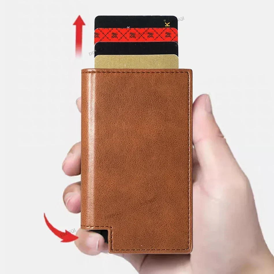 Pop Up Business Card Holders Luxury Card Wallet Men Cardholder Rfid Anti Theft Card Case Bag Minimalist Wallet Portable Billfold