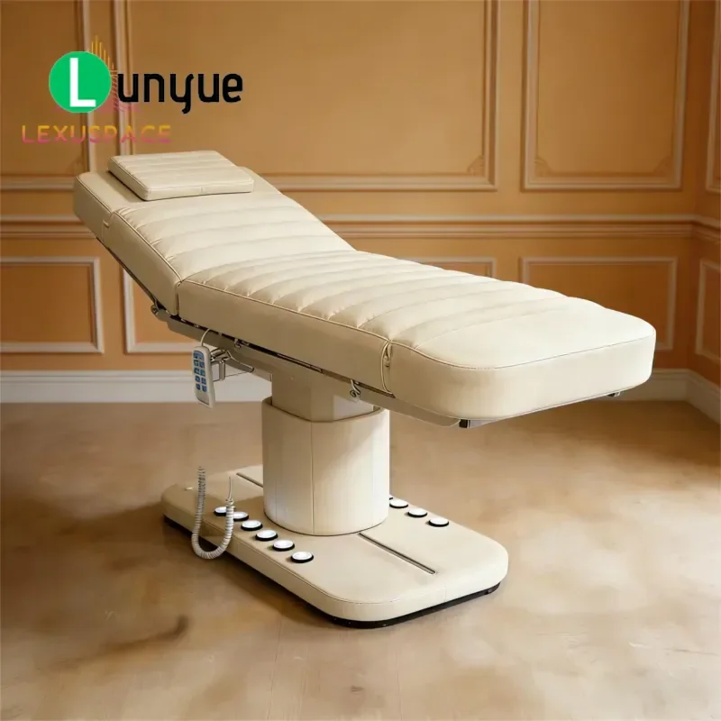 Electric Triple Motor Facial Massage Bed Beauty Spa Eyelash Treatment Table Chair Adjustable Height Comfortable Design