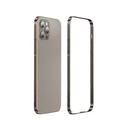 Natural Titanium Gray Metal Bumper Case For iPhone 15 Pro Max 14 Plus 13 12 15Pro 14Pro 13Pro 12Pro Aluminum Phone Accessories