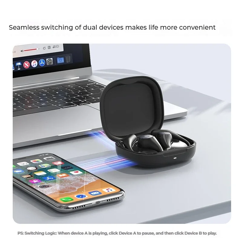 سماعات أذن لاسلكية مفتوحة الأذن من EarFun 4-mic AI إلغاء الضوضاء الكمون المنخفض ثلاثية الأبعاد سماعة رأس رياضية بانورامية مخصصة