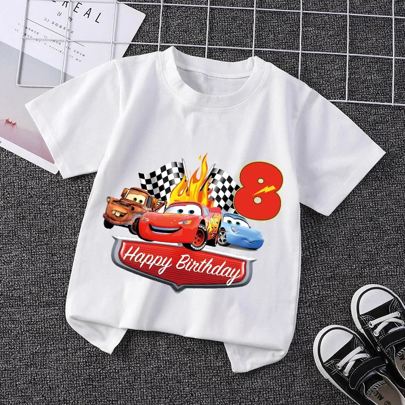 البرق ماكوين تي شيرت لصبي الاطفال ملابس عيد ميلاد عدد 1-9 طباعة سيارات تيز ملابس الأطفال ملابس الحفلات ملابس علوية من القطن هدية #5