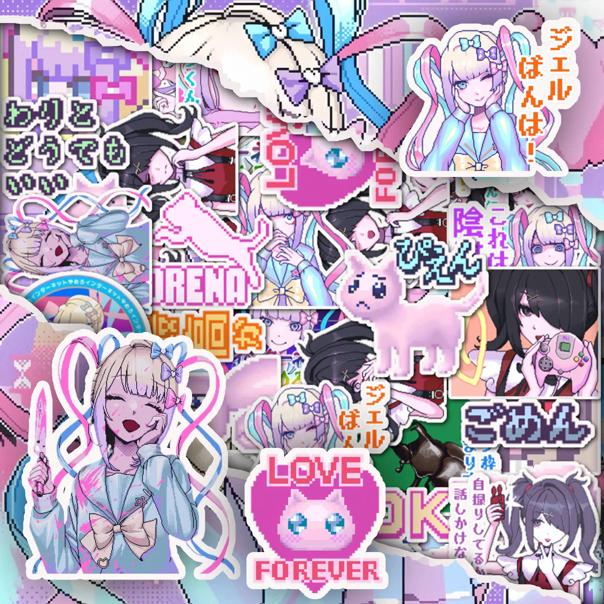 Anchor Girl Game Sticker, süße Mädchen-Manga-Pixel-Sticker für DIY-Dekoration verschiedener Accessoires – Detail 1