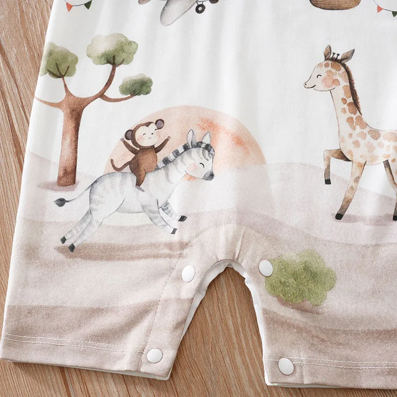 Newborn Baby Clothes animal print Fashion Infant Jumpsuit Toddler Short Sleeve One piece Pajamas unisex Bodysuit Summer Romper