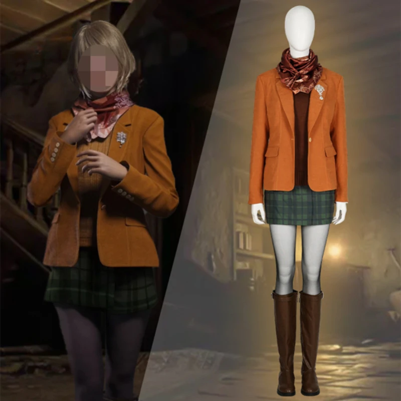 

Game Resident 4 Ashley Cosplay Evil Costume Casual JK Uniform for Women Coat Skirt Scarf For Woman High Quality Custom Made