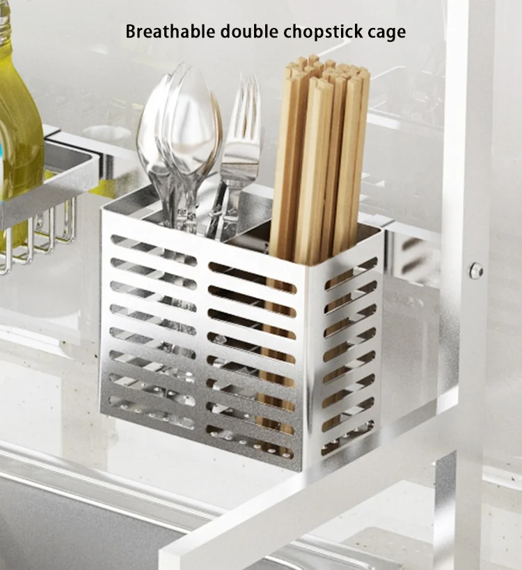 Classic 304 Stainless Steel Kitchen Sink Drain Rack Storage Rack Above The Sink Rust Proof Bowl Dish Tableware Cup Holder