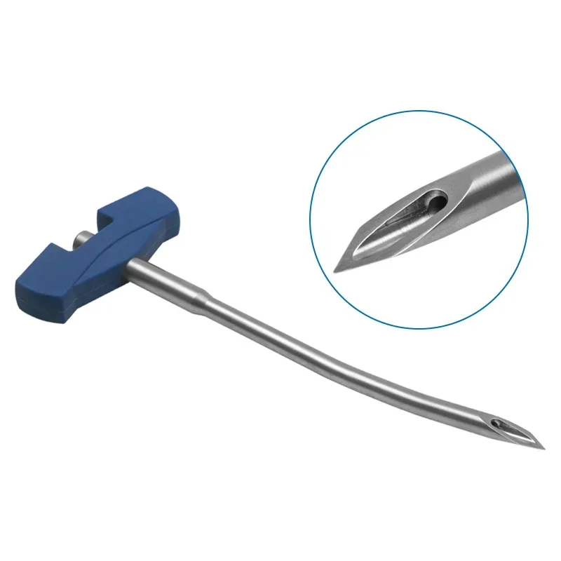 Medical T-type Hollow Hole Opening Tibial Intramedullary Nail Cone Guide Needle Opener Curved Orthopedic Instrument