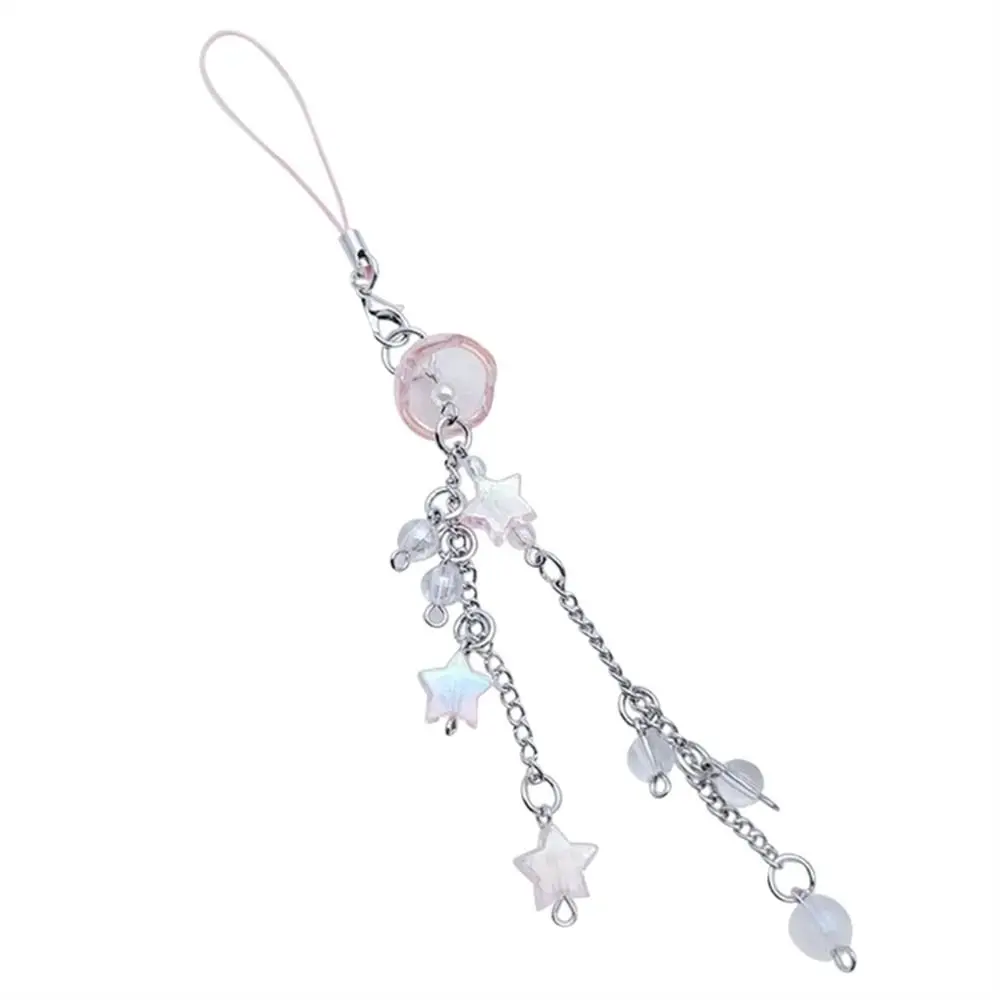Ocean Style Jellyfish Phone Pendant Phone Charm Seashell Y2K Phone Lanyard with Star Handmade Beaded Phone Chain Bag Keychain