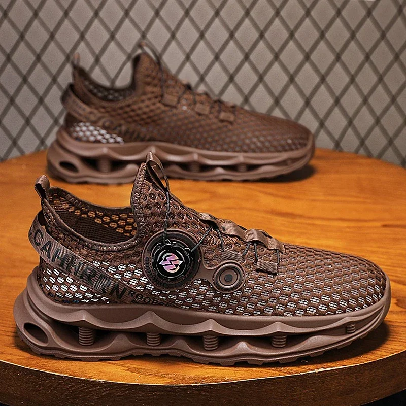 

Новые летние мужские дышащие вязаные сетчатые туфли, модная универсальная спортивная повседневная обувь, оптовая продажа, Zapatos Altos Hombre