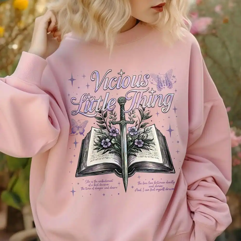 Vicious Little Thing Powerless Sweatshirt Kai Azer Paedyn Grijs Lange mouw Ronde hals Kleding Y2K Top Casual Dagelijks Streetwear
