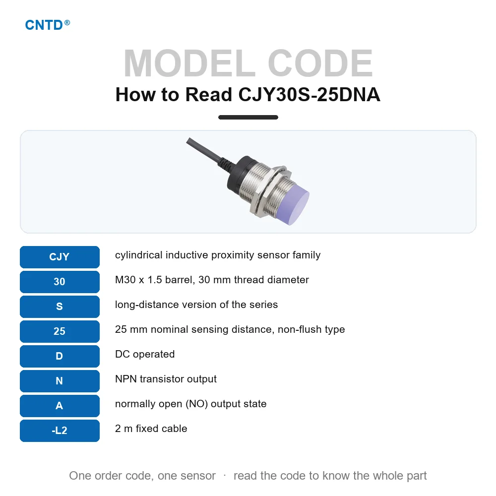 M30 Inductive Proximity Sensor CJY30S-25DNA NPN NO 3-Wire Non-Flush Unshielded 25mm IP67 Metal Detection Switch DC 12-24V 100Hz