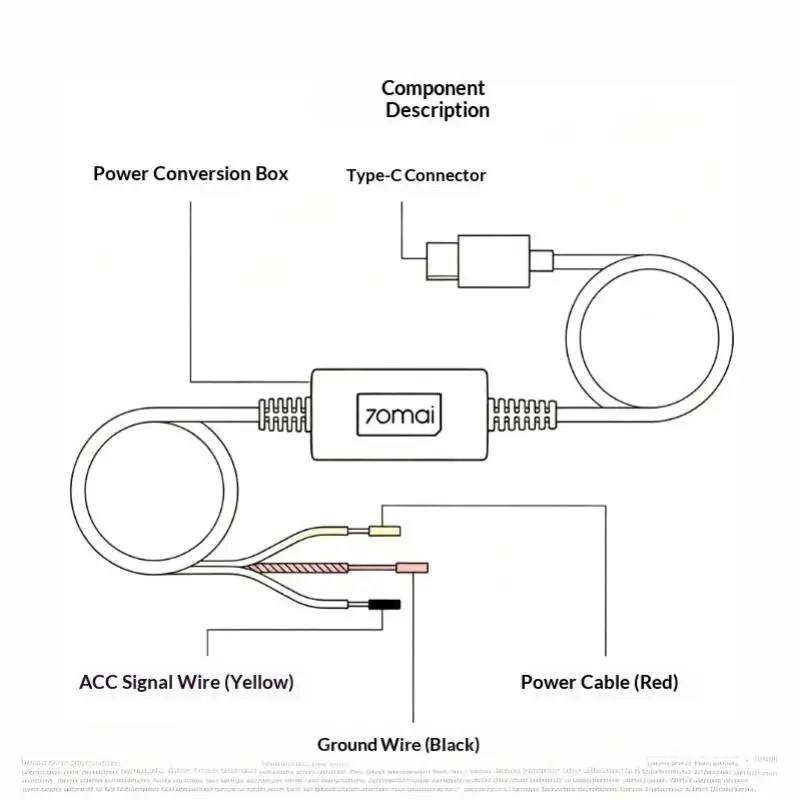 70mai UP03 Type C Parking Surveillance Cable Stable Power Transmission Compatible with A810 A510 X800 X200 Omni M500 Dash Cam