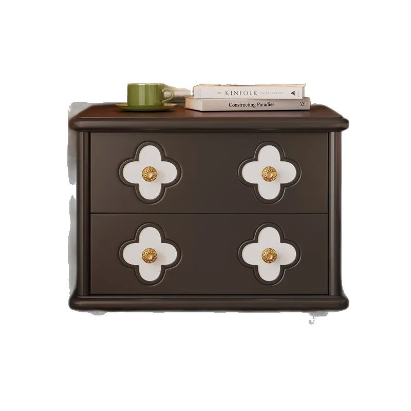 

Retro bedside table Solid wood small storage Walnut medium and ancient French storage low cabinet Household bedroom