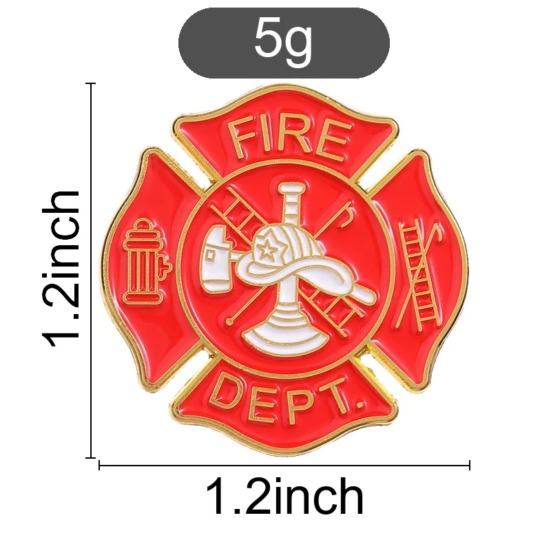 Fire Dept Enamel Pin Firefighter Maltese Cross Brooch Fireman Badge Lapel Pin Gift for Firefighter Lover