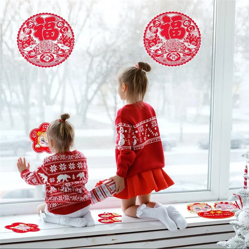 A003 2024 Chinese New Year Chinese Couplets Chunlian Paper Lantern Chinese Dragon Year Stickers For Spring Festival Party