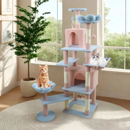 Cat Tower Toys Large Solid Wood Cat Tree Climbing Frame Scratching Board Jumping Platform Capsule Made Durable Sisal
