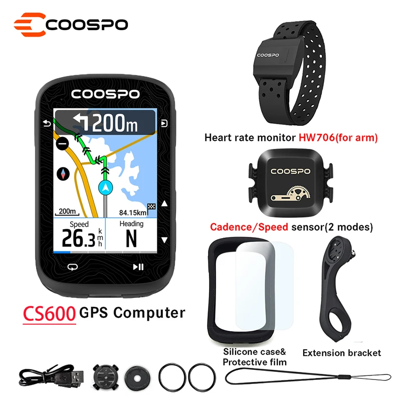 Coospo CS600 GPS-fietscomputer Fiets Kleurrijk touchscreen Snelheidsmeter Cyclus Digitale stopwatch Type-C Fietsen Kilometerteller - afbeelding 1