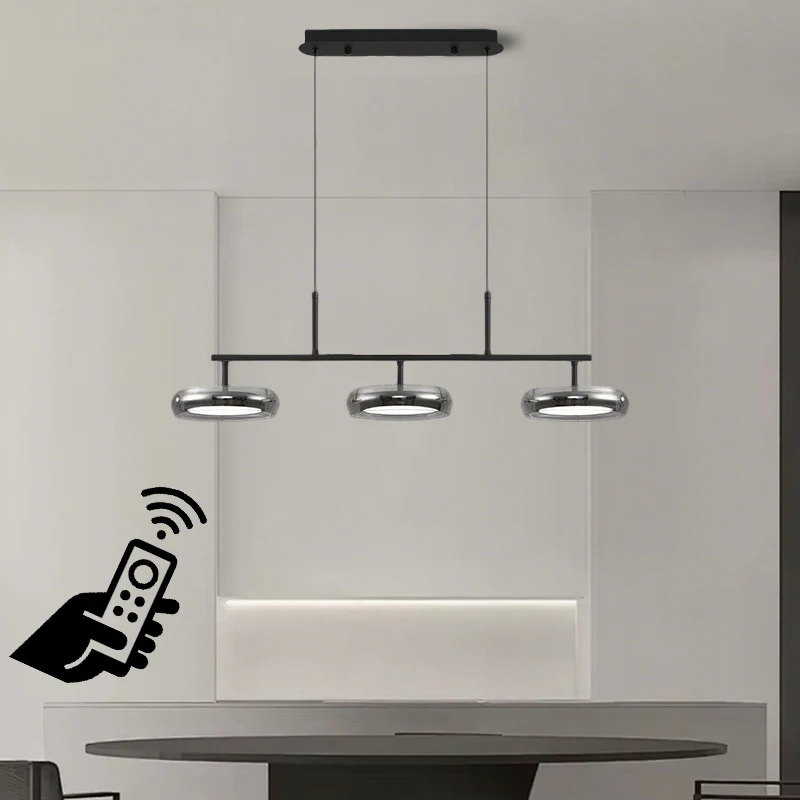 LED Modern Chandelier Glass With Remote Control 3 Pendant Lamp Color Minimalist Dining Table Pendant Lights Home Hanging Light