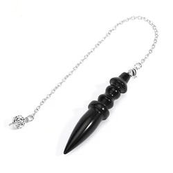 Egyptian Crystals Pendulum for Divination Dowsing Natural Gem Stone Pendant Amethysts Black Obsidian Tiger Eye Pendulos X130