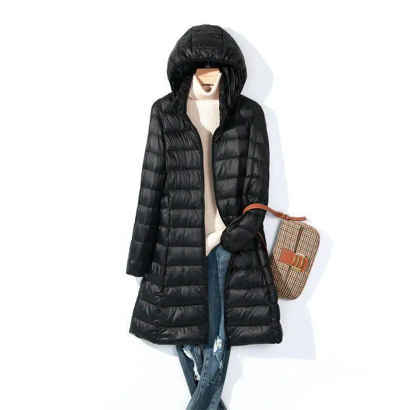 Plus Size 5XL 2024 New Arrivals Autumn Spring Women X-long White Duck Down Jackets Female Hat Detachable Warm Casual Coats