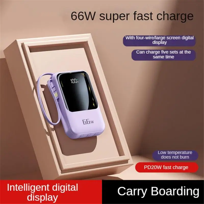 8000mAh Large Capacity Portable Power Bank With Built-in Fast Charging Cable Emergency Power Supply Emergency Supply