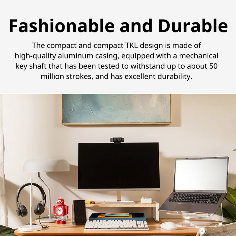 لوحة مفاتيح ميكانيكية لاسلكية لوجيتك K855، محور أحمر TTC، تخطيط 84 مفتاحًا، اتصال بلوتوث أو جهاز استقبال 2.4G