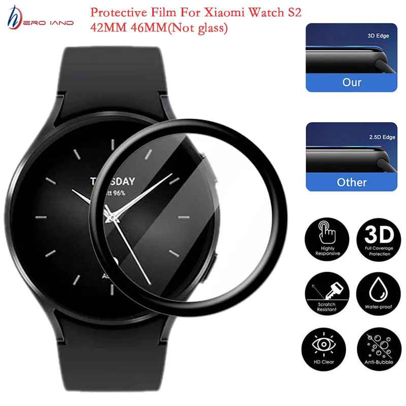 

Heroland HD Soft Flexible Screen Protective Film For Xiaomi Watch S2 42MM 46MM 3D Full Coverage Anti-Scratch Protector Film