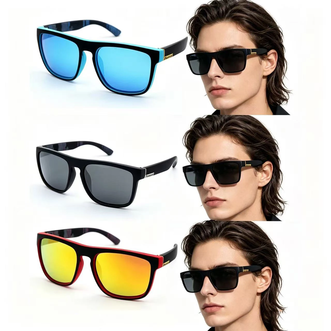 3/1PCS Fantasy Cool Classic Polarized Square Fashion Glasses For Men And Women Outdoor Sports Party Vacation Travel Driving Fish
