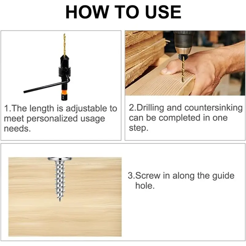 【RECOMENDAR】Spiral Drill Bit Set 4, 6, 8, 10, 12, 1/4 Inch Countersink Drill Bit For Wood For Woodworking