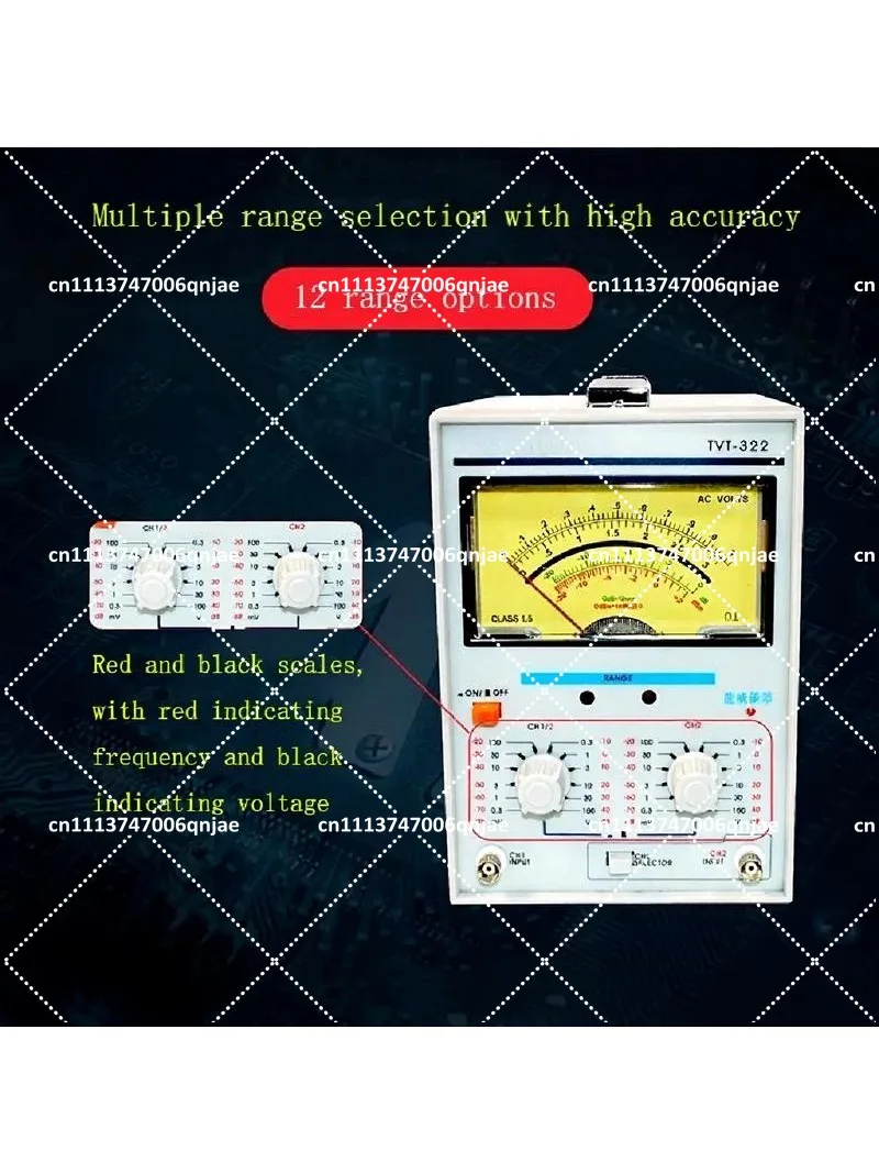 Digital AC Millivolt Meter, Dual Channel High Precision Voltmeter with Frequency Response Display