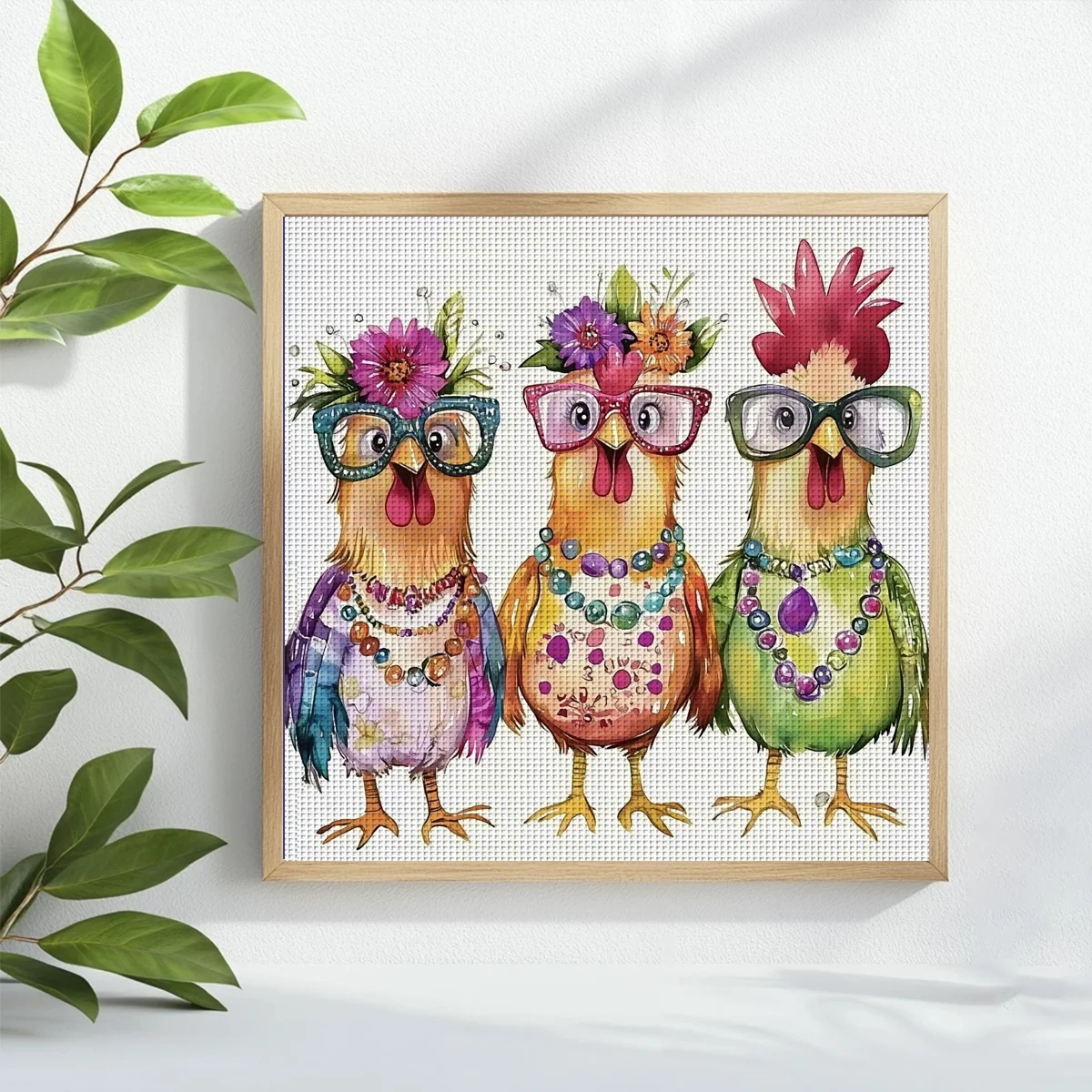 1pc 40X40CM/15.74inch Three Chickens Stamped Cross Stitch Kit DIY Kit 11CT/14CT DIY Embroidered Set DIY Cross-Stitch Set - view 2