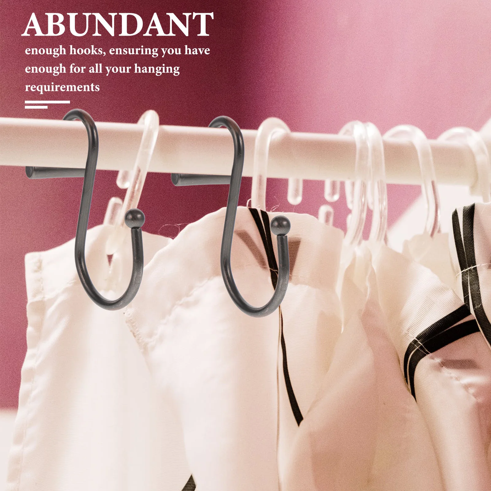

12Pcs Bathroom Shower Curtain Hooks Sturdy Iron S Shape Hooks Sliding Curtains Hanger for Shower Rod and Window Curtains