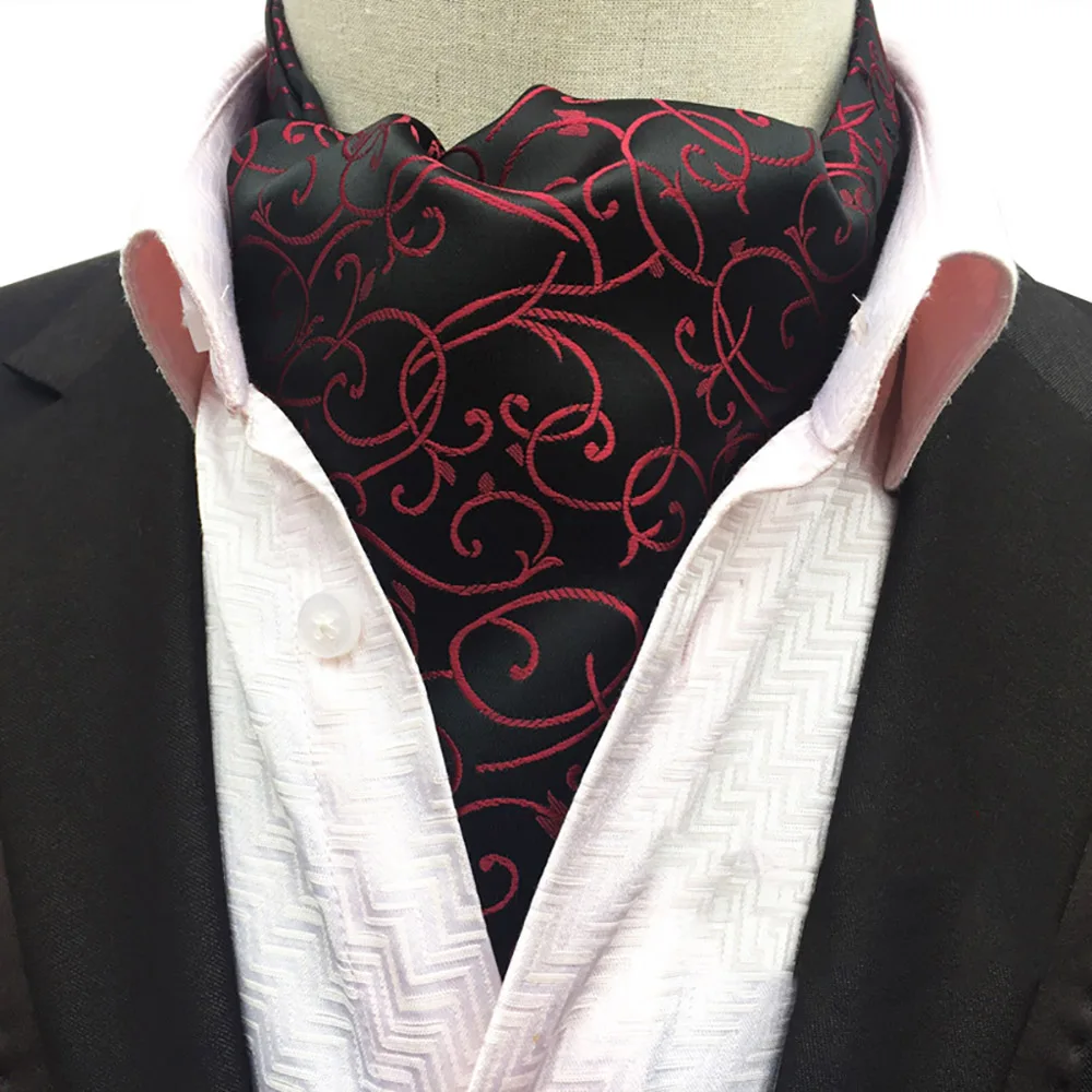 Jacquard Paisley Men Cashew Tie Wedding Formal Cravat Ascot Scrunch Self British Gentleman Polyester Tie Set For Wedding Party