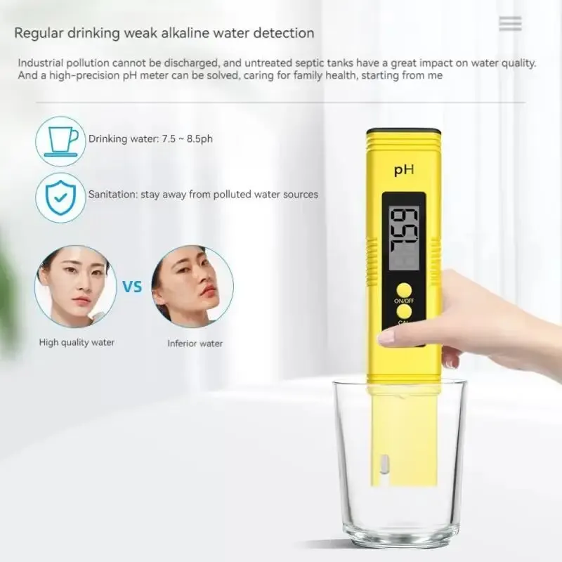 Water Quality Tester High Precision PH Meter: 0.01 PH Accuracy 0-14 PH Measurement Range Perfect for Aquariums Swimming Pools